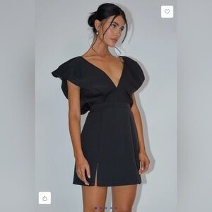 Bubble Sleeve V-neck Mini Dress